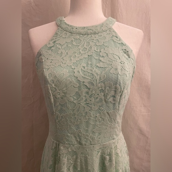 Halter Dress High Low Mint Green Size L - Picture 3 of 15